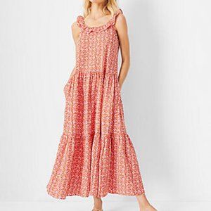 NWT Ann Taylor Ruffle Neck Maxi Dress, sz M
